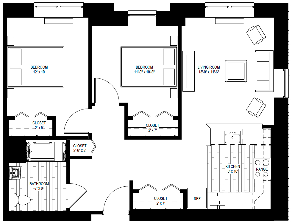 2 Bedroom Layout - Midway Pointe